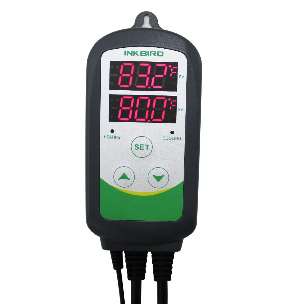 

Inkbird ITC-308S US Plug 110V Pre-wired Thermostat Dual Stage Temperature Controller with 12'' Replaceable Stainless Long Probe