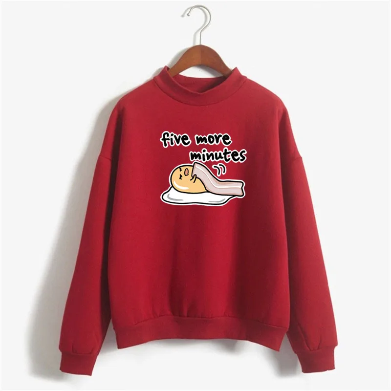 Японская Толстовка harajuku kawaii gudetama с принтом Женская Оверсайз в виде ленивых яиц