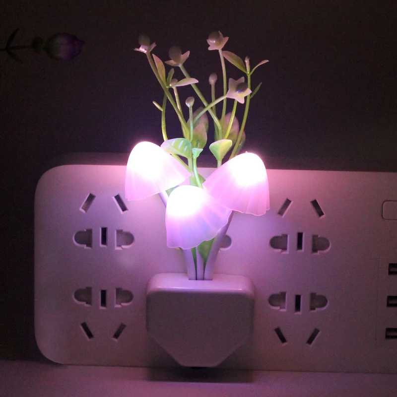 

ZZEL ZYEL Novelty Mushroom Mini Night Light EU US Plug Light Sensor Control Bedroom Lamp For Baby Gift Romantic Colorful Lights