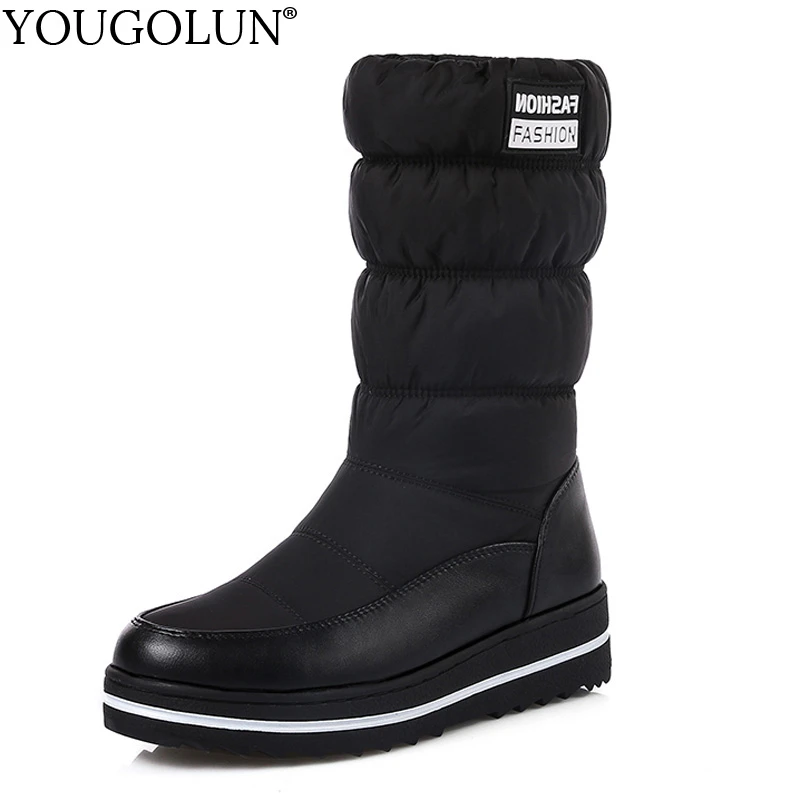 

Down Mid-Calf Snow Boots Women Warm Winter Woman Flat Platform Shoes A309 Fashion Ladies Black Blue Red Round Toe Winter Boots