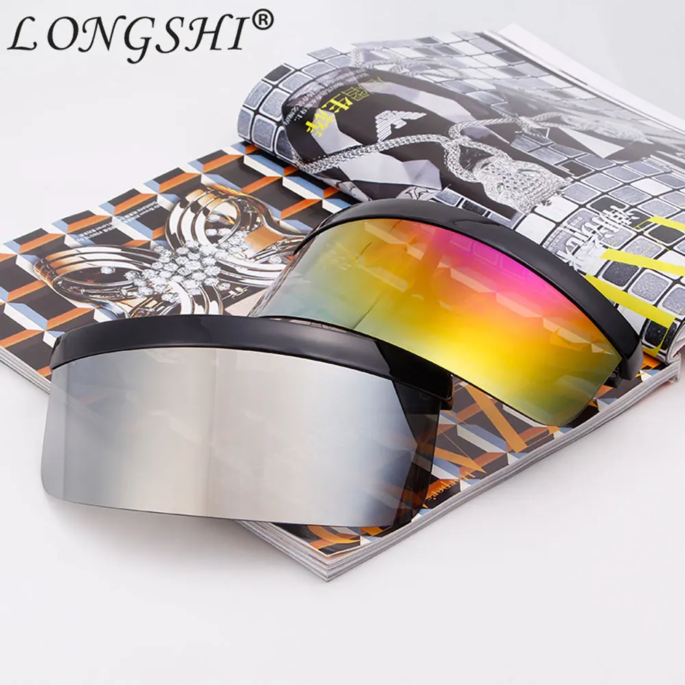 Oversize Shield Visor Sunglasses Flat Top Sunglasses Mono Mirrored Lens Large with UV Protection Driver Goggles Plus