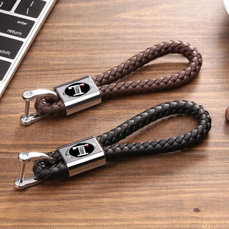 Business Keychain Braided Genuine Leather Zinc Alloy Car Key Ring For ...