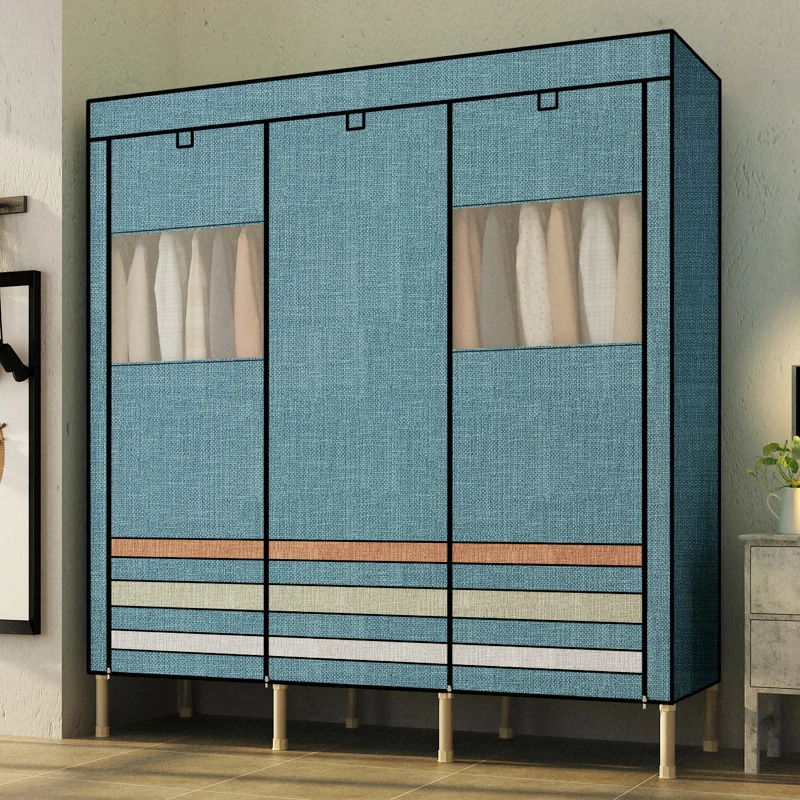 Wardrobe simple fabric steel frame cloth wardrobe steel tube bold