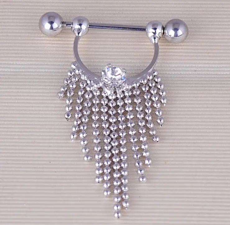 moda joyas 2 pieces/lot body piercing Nipple ring tassel fashion