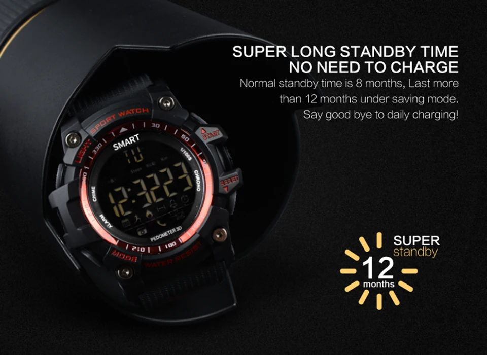 Bluetooth часы EX16 Смарт часы уведомления дистанционное управление, шагомер спортивные часы IP67 водонепроницаемые мужские наручные часы