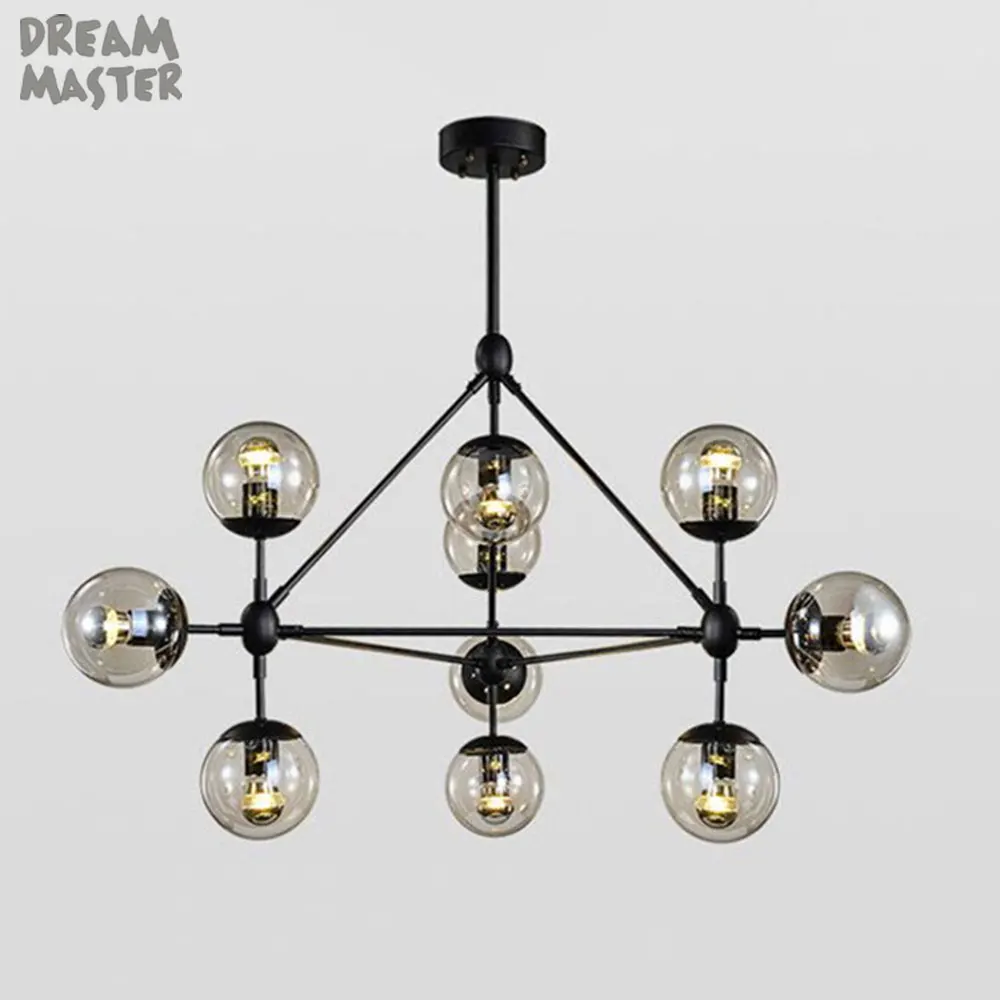 2015 Magic Beans DNA Lustres Wrought Iron Industrial Cafe Project Lamps Nordic Art Deco Glass Ball