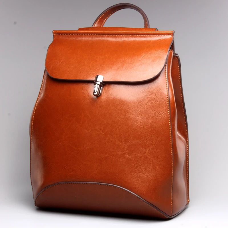 

2017 New Designer Fashion Genuine Leather Backpack Ladies Shoulder Crossbody Bag Brand Women Oil Wax Leather Tote Purple Red Hot