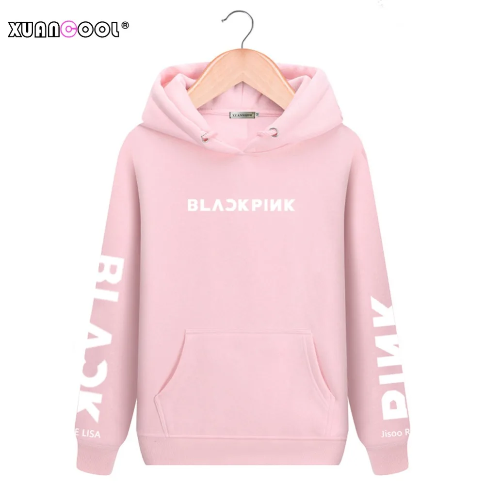  XUANCOOL Kpop Blackpink Korean Hoodies Fleece Long Sleeve Women Hooded Jacket Pullovers Clothes Mol