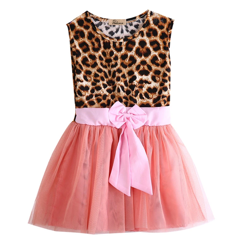 

Cute Baby Kid Girl Dresses Clothes Lepord Tulle Princess Dresses Summer Tutu Dress