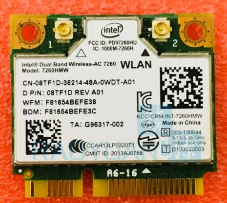 

For intel Dual Band Wireless-AC 7260HMWAC 7260HMW 7260AC half Mini PCI-e BT4.0 Wireless card 8TF1D for Dell laptop