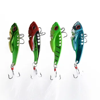 

500pcs 5.5CM 11G 8#HOOKS pesca metal vib hard Bait fishing tackle artificial lures swimbait sinking metal vib bait with Feather