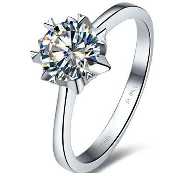 

Solid Sterling Silver 1CT Round Diamond Ring Memorable 925 Silver Platinum Plated Engagement Wedding Anniversary Ring for Women