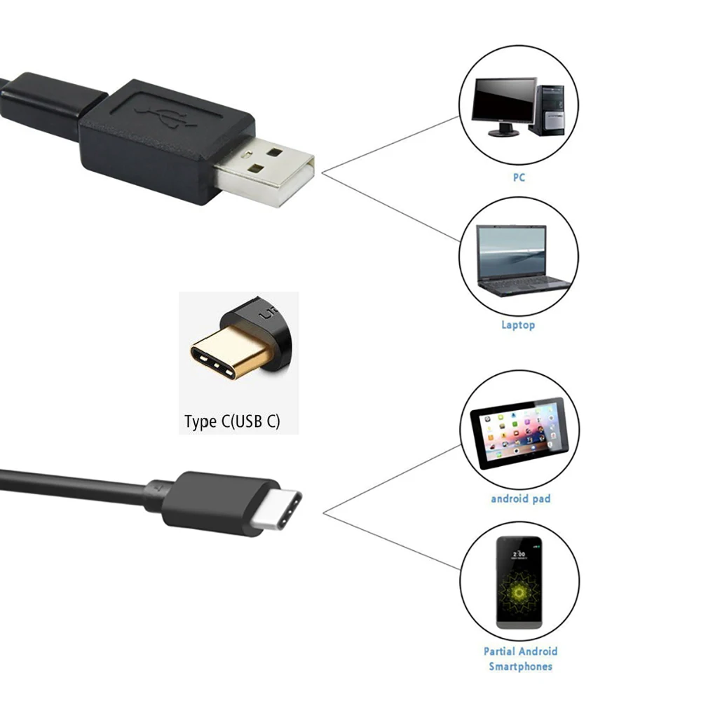 8 мм объектив Android HD Endoscop USB камера Тип C USB эндоскопическая инспекционная жесткая трубка камера ПК Android для телефонов huawei бороскоп