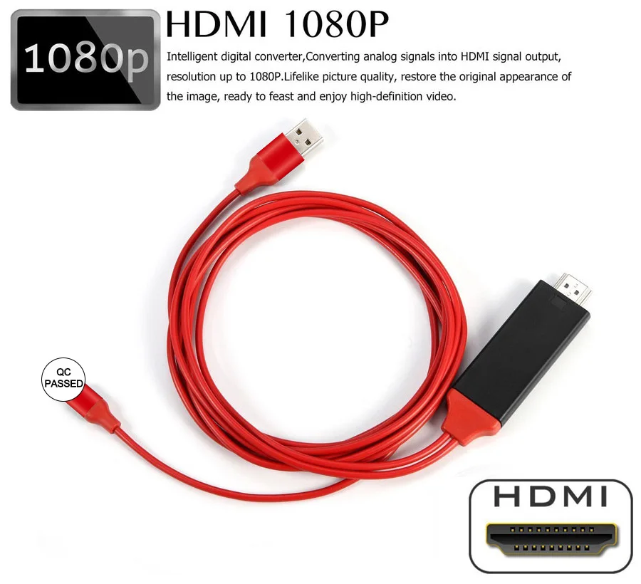 ТВ-палка HDMI ТВ кабель для apple, USB экран зеркального отображения ТВ 1080P HD для iphone 6s plus iphone 7 7plus ipad