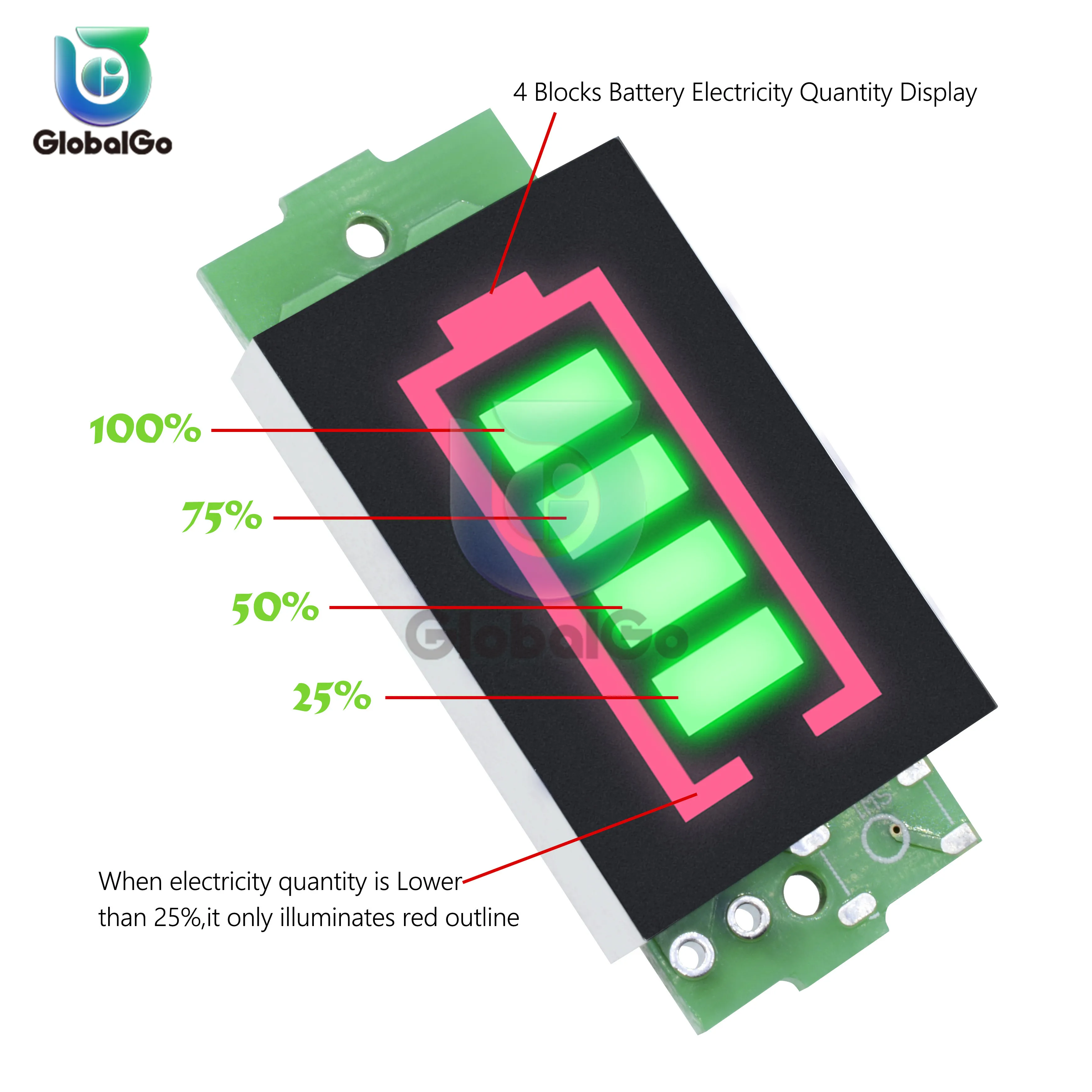 

2pcs/lot 3S Lithium Battery Capacity Power LED Indicator Module Electric Li-po Li-ion Battery Power Tester 12.6V