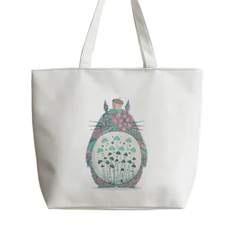 

unexpected encounter totoro Japanese Anime Canvas Tote bag Cartoon Shopping bags school AN316