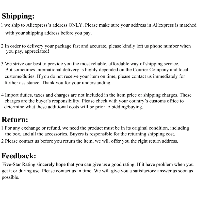 SMT shipping+return+feedback