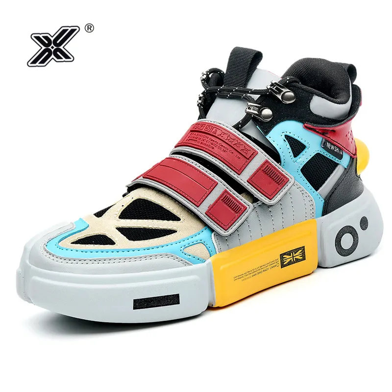 

Men Sneakers 2019 New High Quality Leather Oxford Lighted Breathable Flat Platform PU Sole High top Red Colors Casual Men Shoes