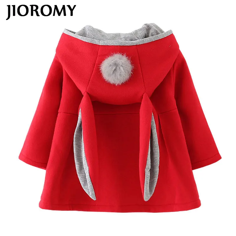

2018 spring and autumn Baby Outwear Infants Girls Cute Rabbit Hooded Jackets Kids Coats with Ball Holiday party Clothes Costumes