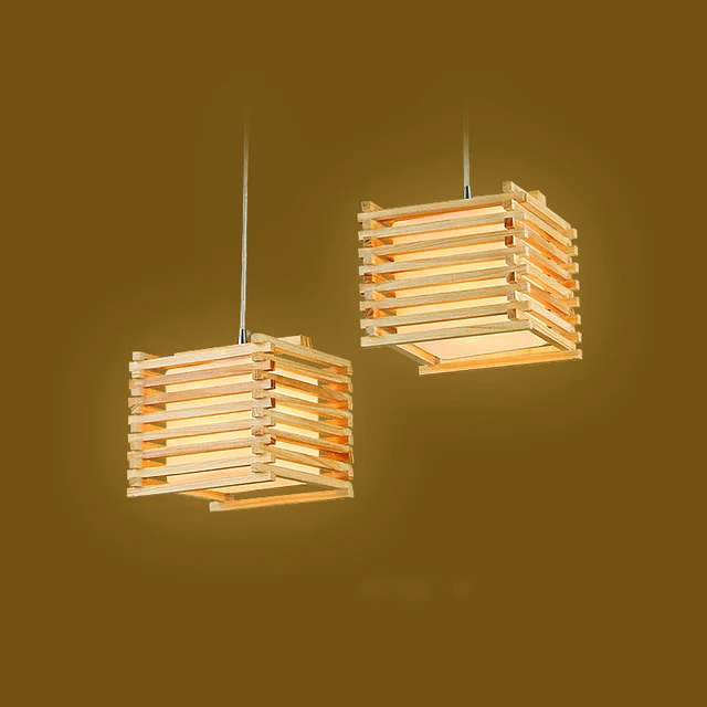 Creative Handmade Wooden Pendant Lights Cube 18cm Country Style Creative Handmade Wooden Pendant Lights Cube 18cm Country Style Wood Drop Light Bedroom Dining
