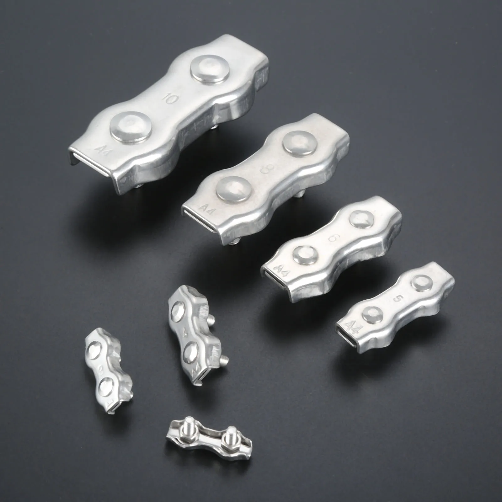 2pcs 6mm 8mm 10mm Stainless Steel Duplex Rigging Wire Rope Clip Cable Grip Clamps Caliper Chuck Marine Hoisting Boat Accessories