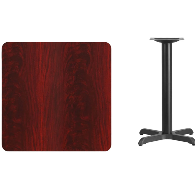 Flash Furniture 30 Square Mahogany Laminate Table Top with 22 x 22 Table Height Base