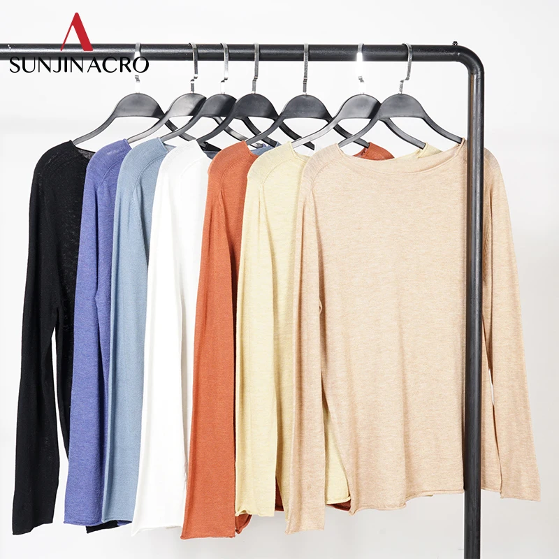 SUNJINACRON 7 Colors Spring Softer Knitted Top Long Sleeve Pullover Women Basic Sweaters Wool Jumpers Knit Tops Loose Styles Top