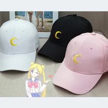 Новая Милая бейсболка с вышивкой Сейлор Мун, летняя бейсболка Harajuku, мягкая Кепка с Луной, подарок для влюбленных, стильные инструменты