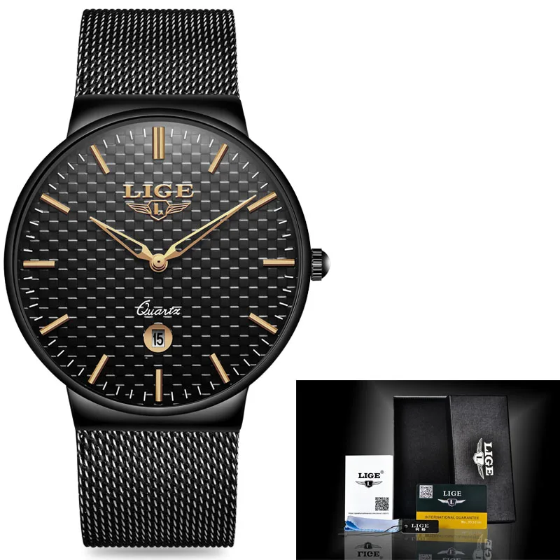 balck rose Reloj Mujer LIGE модные роскошные Брендовые женские кварцевые часы для Montre Femme женские часы Relogio Feminino женские золотые часы - Цвет: balck rose