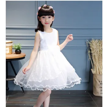 

Gulugulumi 2018 Brand Girls Summer Sleeveless Bow Dress Girls Princess Perform School Dress Kid Lovely Dress High Quality