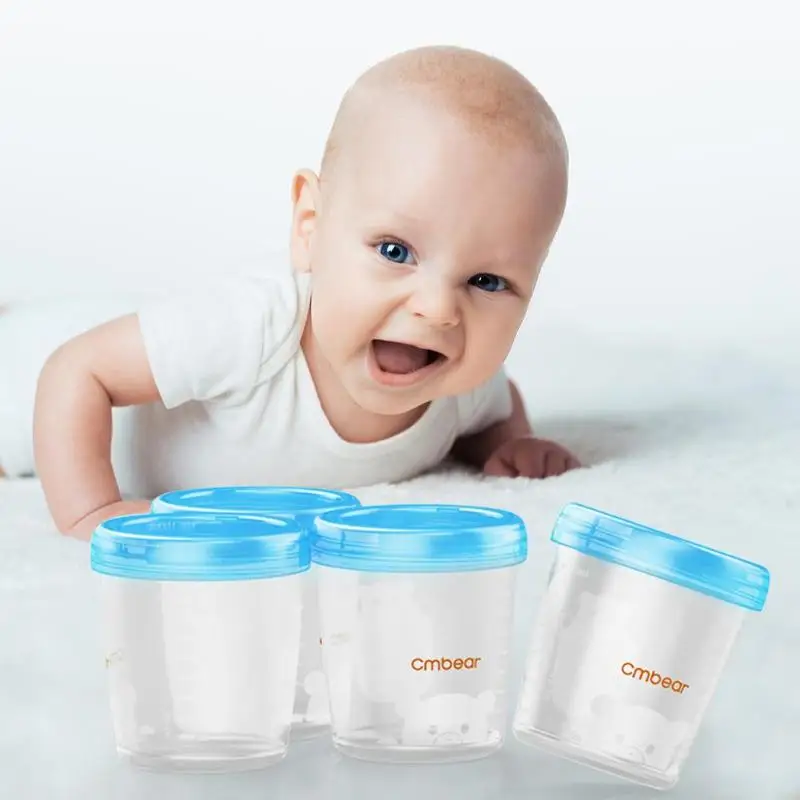 4 pcs Newborn Baby Breast Milk Storage Cup with Transfer Head Infant Safety supplementary Food Container candy Container Tool