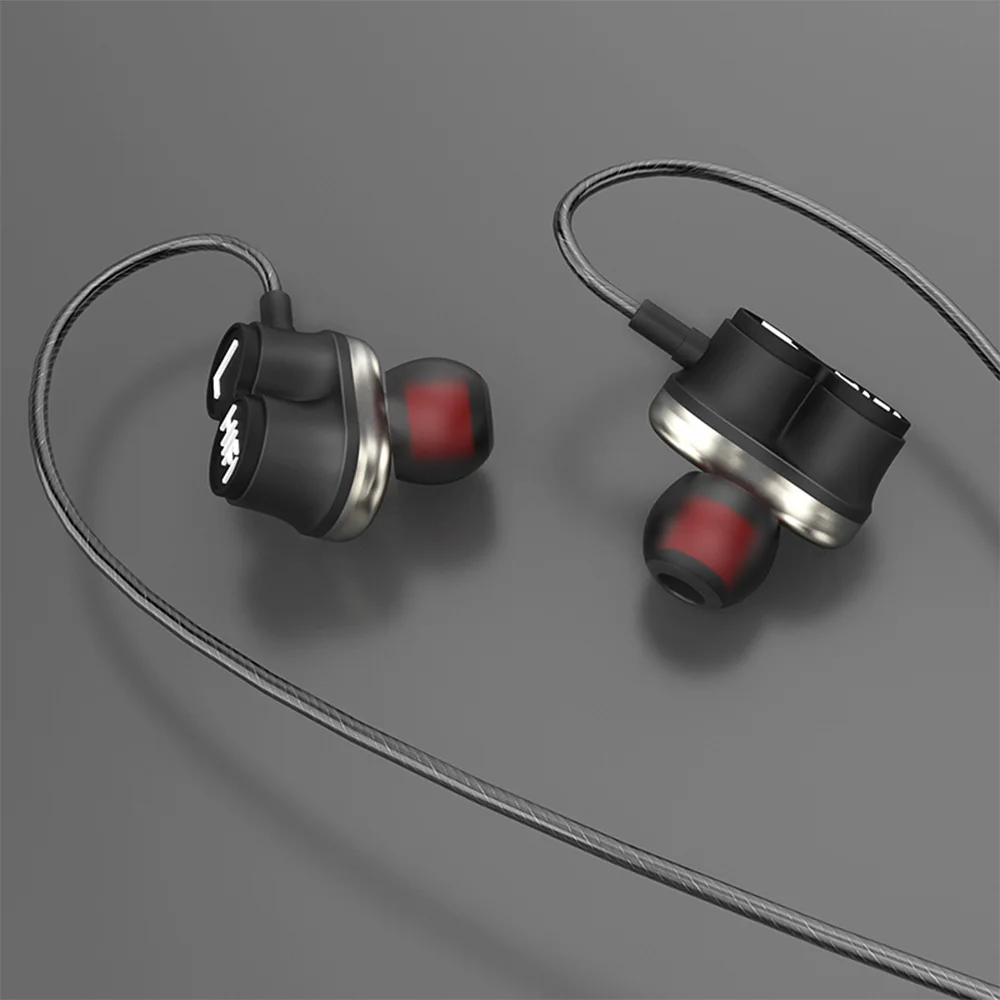 2019 Hot Dual Drive Stereo Wired Earphone In ear Headset Universal Subwoofer With 3 5mm Standard Jack For Tablet Phone