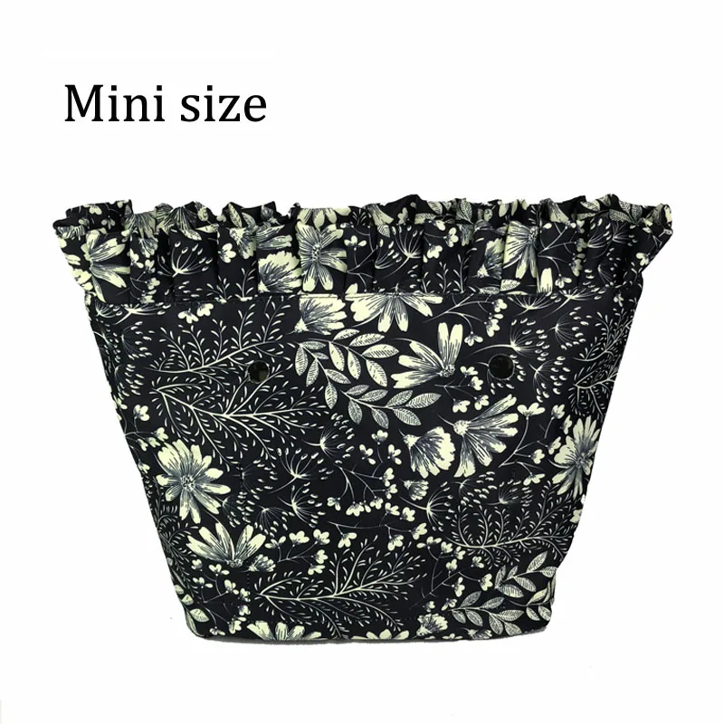 Цветочный кайма подкладка красочный принт водонепроницаемый карман на молнии для классического мини Obag холст покрытие вставка для O Мешок - Цвет: Floral  Mini 9