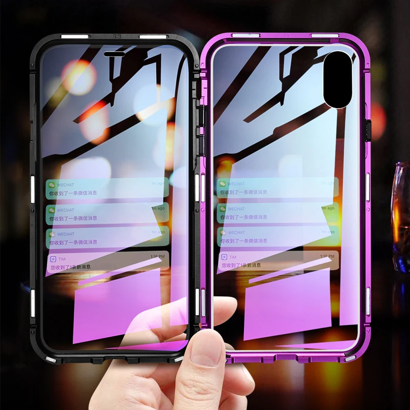 

Luxury Full Body 360 Degrees Protective Magnetic Case For iPhone XS Max X 7 8 Plus Metal Frame Bumper For iPhone XS Max X 7 8