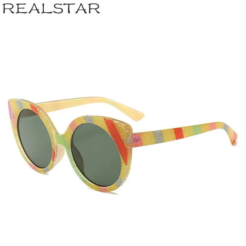 REALSTAR 2018 Мода Stripes оттенки солнцезащитные очки Для женщин Брендовая Дизайнерская обувь солнцезащитные очки Роскошные оттенки кошачий глаз