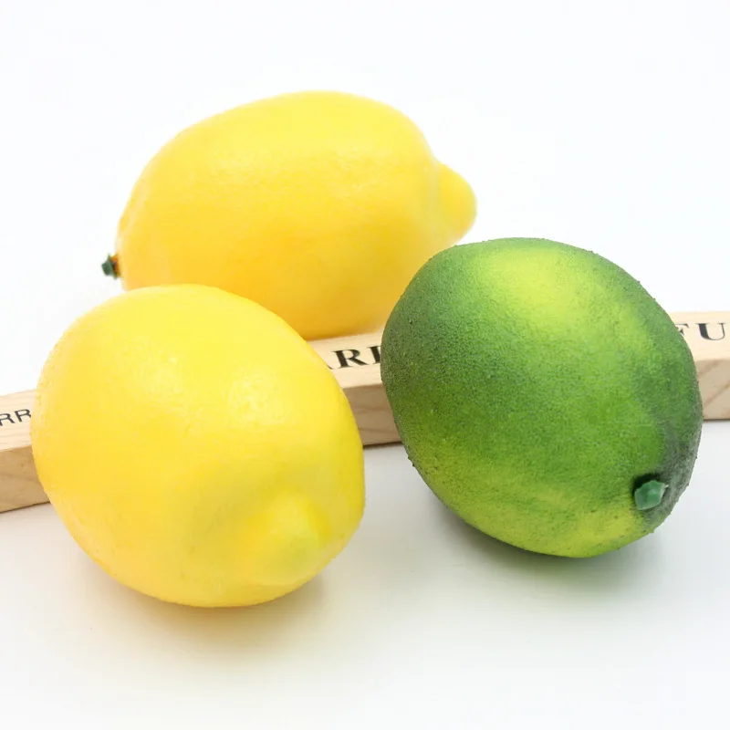 

1PCS 9.5CM Artificial Simulation fruit Lemon Kindergarten Garden Family Kitchen Decoration Handwork DIY Fruit Green and Yellow