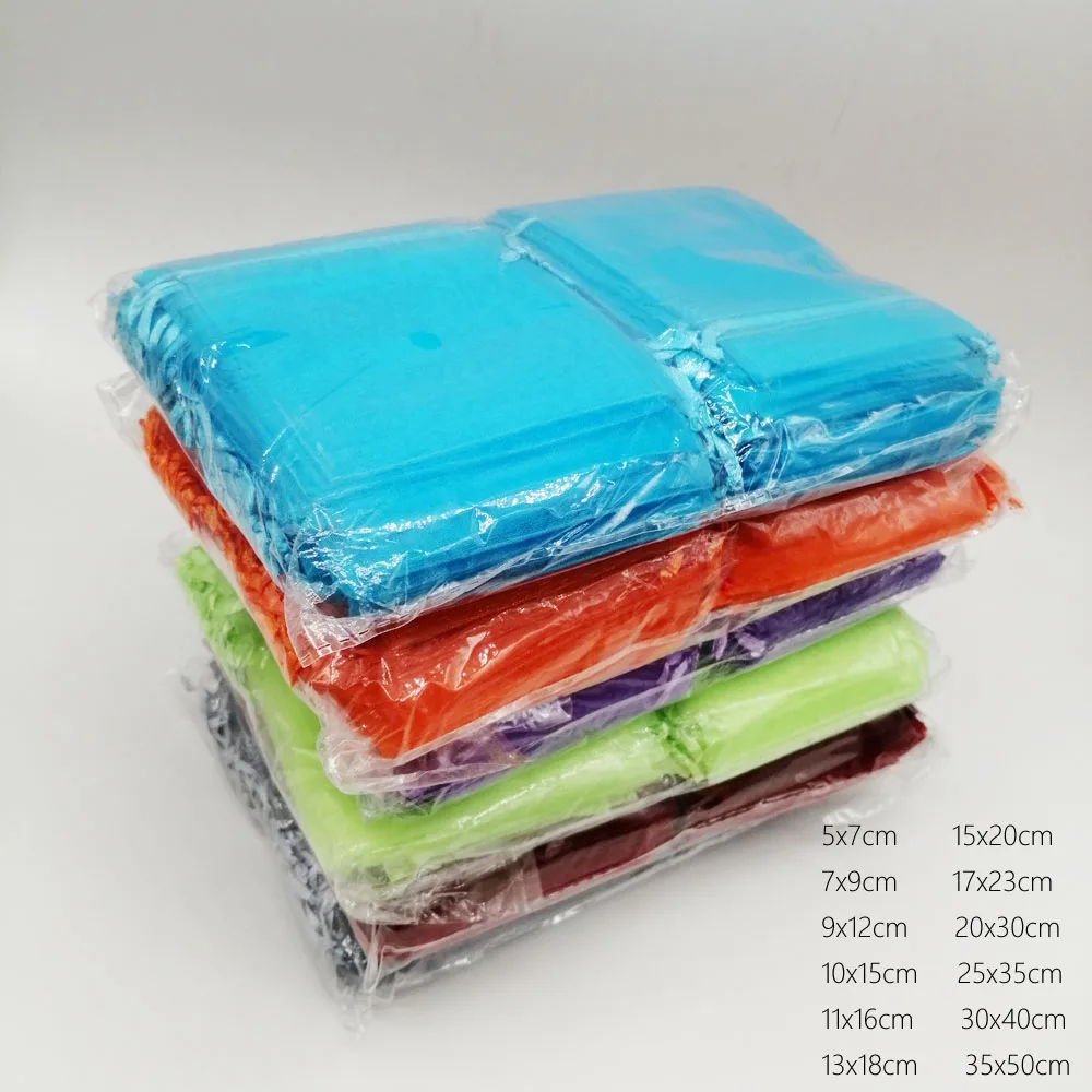 100 шт 10x15 см Diy сумка для ювелирных изделий Подарочная женская из органзы на шнурке