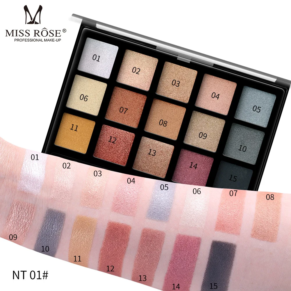 MISS ROSE New 15 Color Eyeshadow Pearl Matte Eye Shadow Professional Pearly Makeup Multicolor Eye Shadow Makeup Set NL MISS ROSE New 15 Color Eyeshadow Pearl Matte Eye Shadow Professional Pearly Makeup Multicolor Eye Shadow Makeup Set NL