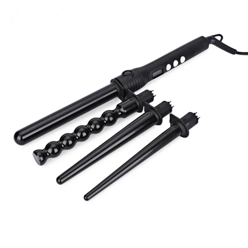 4 in 1 Hair Curler Wand Interchangeable Ceramic Tourmaline Curling