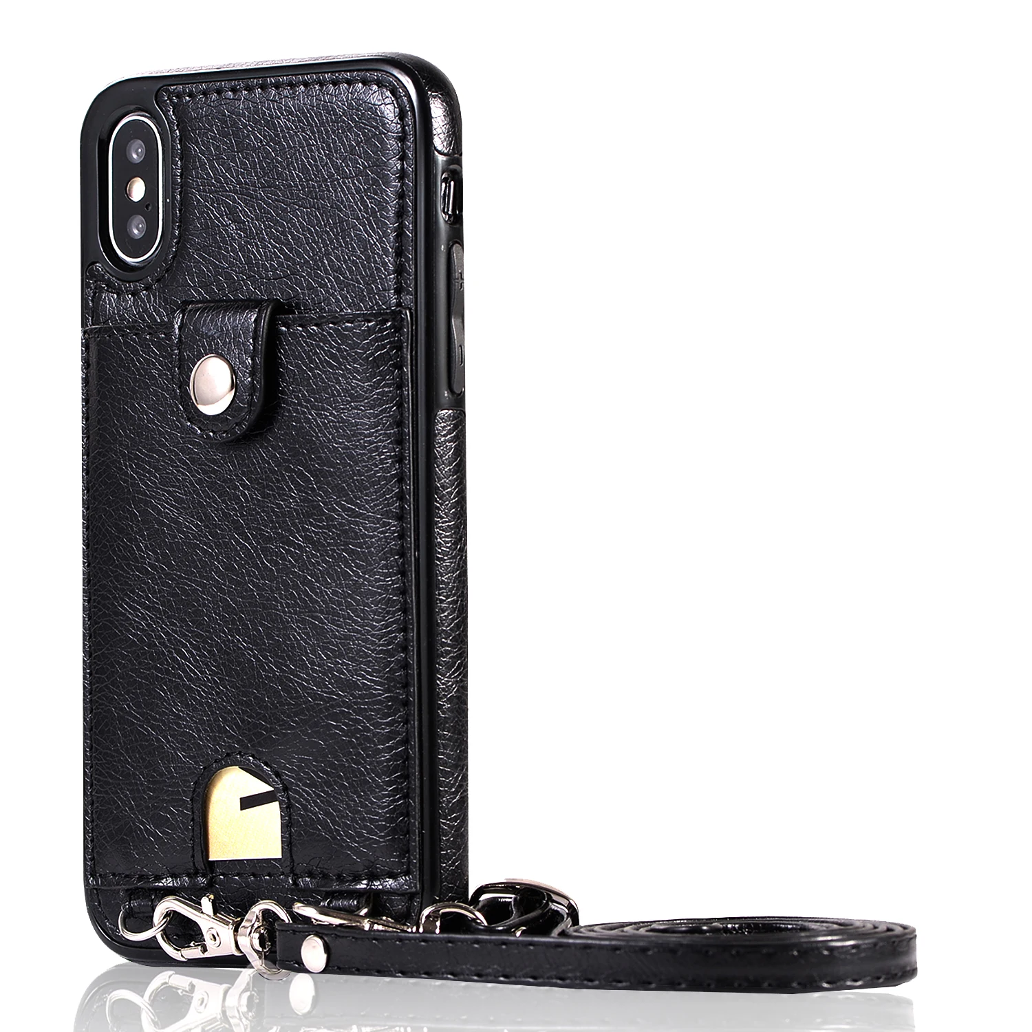 For Samsung Note 10 Plus 10+ S8 S9 S10 Plus S10E S7 Edge Case Wallet Leather Cover For iPhone X 11 Pro XR XS Max 7 8 6 6s Plus - Color: Black