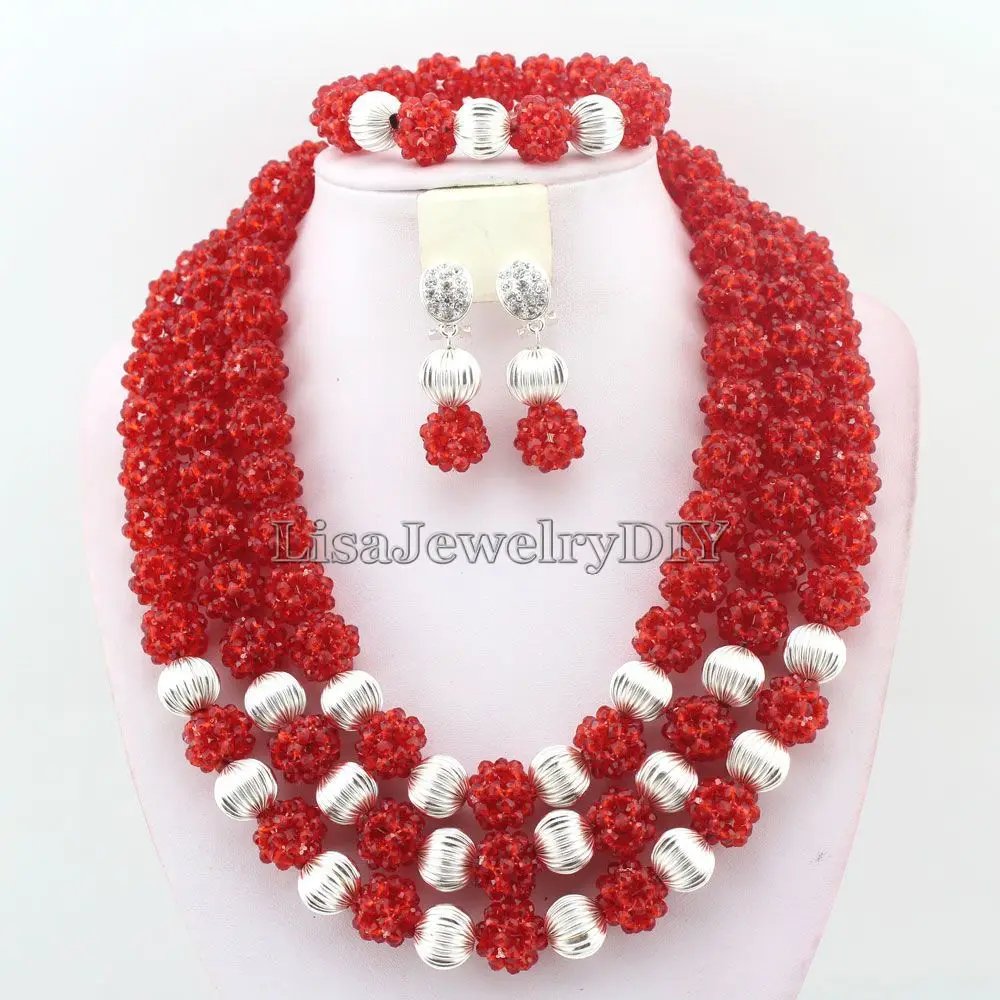 Mariage nigérian nuptiale fête africaine perles boules ensembles de bijoux perles de cristal ensemb