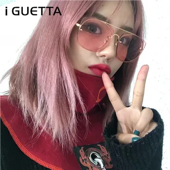 

iGUETTA Square Luxury Sunglasses Women Brand Designer Lady Retro Square Sunglass Women Alloy Metal Glasses Frame UV400 IYJB549