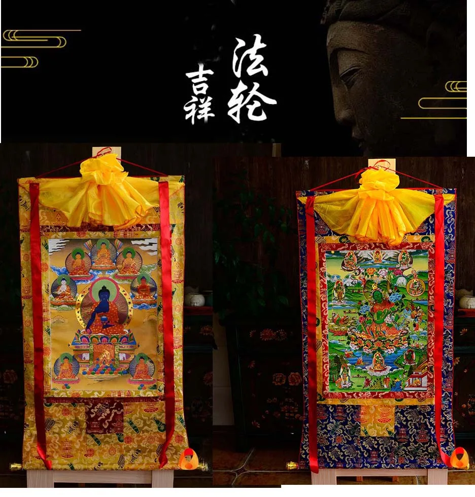 

Wholesale Buddhist supplies 2P--87 CM Thang-ga art efficacious Protection the Medicine 8 Buddhas Green Tara Thangka painting