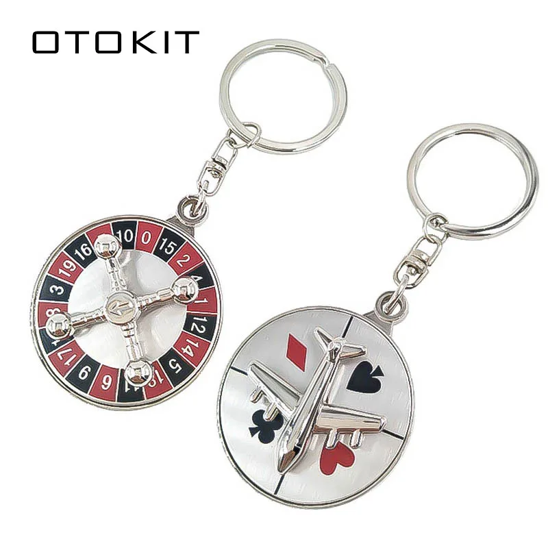 Russian Roulette Car Keychain Rotatable Plane Key Chain Turntable