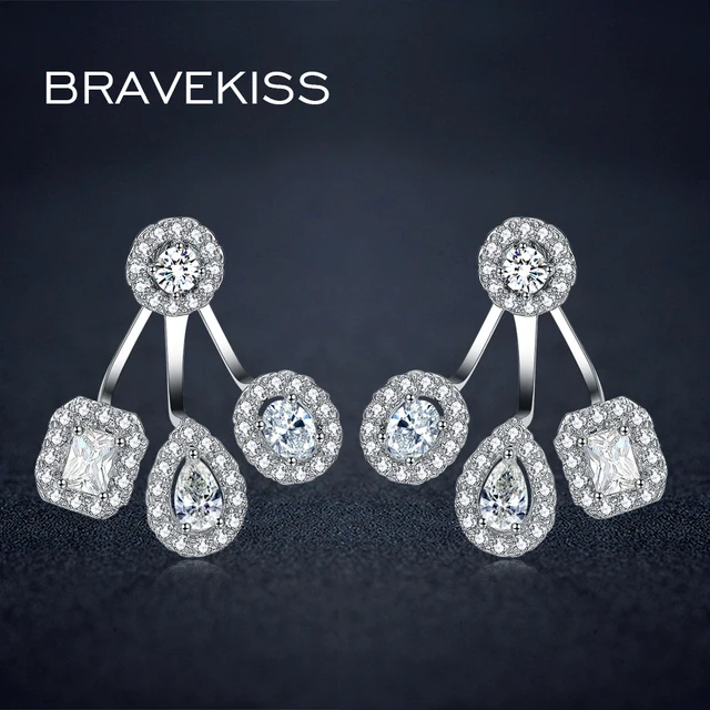 Bravekiss Bride Piercing Earrings Jackets Wedding Cubic Zirconia Bravekiss Bride Piercing Earrings Jackets Wedding Cubic Zirconia For Women Las Jewellery Bijoux Boucl Bue0263