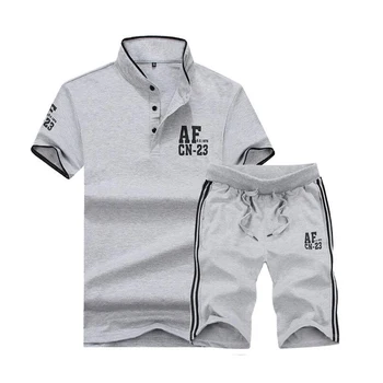 

Hot New Men's AF Suit Men's Short Sleeve 2 Piece Sets Summer Fashion Men's Suits T-shirt+Shorts Mens Suit