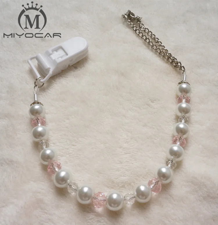 

MIYOCAR Princess pearl beads hand made pacifier chain /pacifier clips/Dummy clip/Teethers clip /pacifier holder chupeta