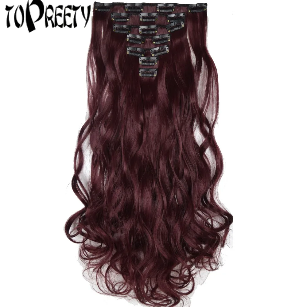 

TOPREETY Heat Resistant B5 Synthetic 130gr 20" 50cm Body Wave 7pcs/set Clip in hair Extensions 7008