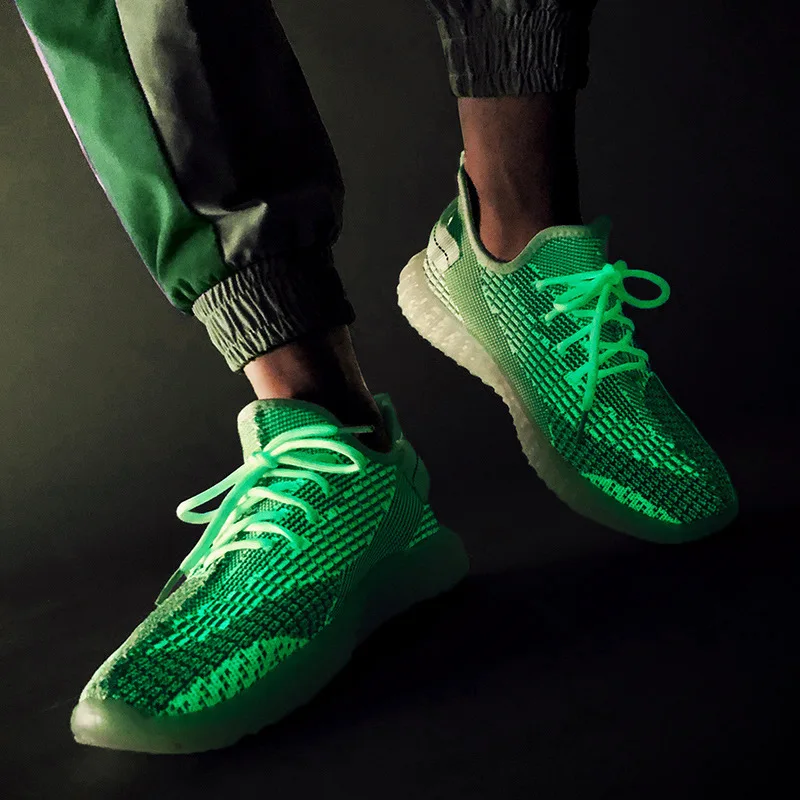 

2019 Hot Fluorescence Coconut Shoe Male Fish-grain Flying Weaving Sneakers Jelly Bottom Tide Shoes Male Shoe Nice Shoes