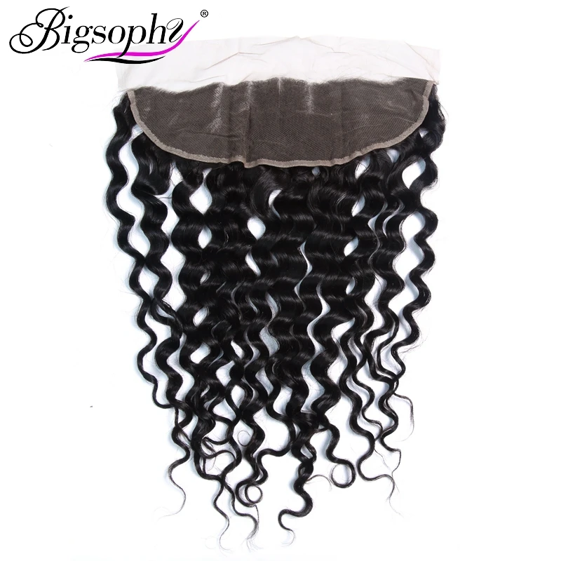 

Bigsophy Mongolian Deep Wave Closure 13x4 Human Hair EarTo Ear Lace Frontal Closure Human Remy Hair 8"-22"Inches Natural Color